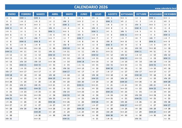 Calendario 2026 para imprimir gratis: plantilla PDF y JPG descarga directa