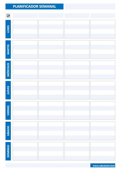 Planificador semanal familiar vertical para organizar las actividades de 4 personas